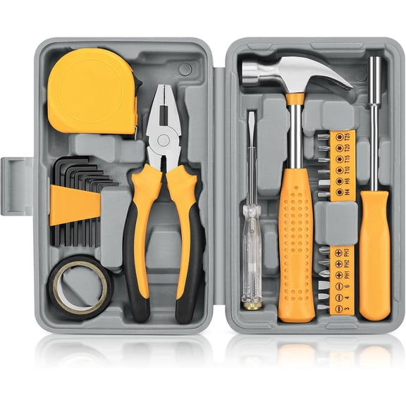 24pcs Tools Set, Household Tool Kit with Storage Toolbox, Basic Tool Set for Home, Garage, Apartment, Dorm, New House, Back to School, and as a Gift