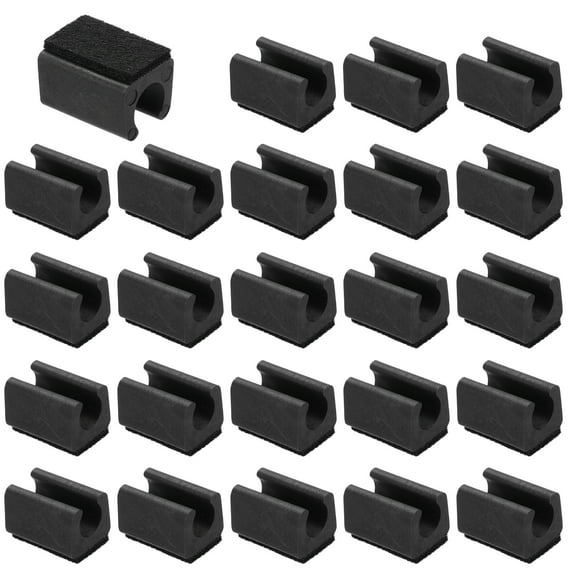 24pcs U Chair Leg Caps, 12mm U Shaped Chair Leg Floor Protectors Chair Foot Rectangle Chair Leg Tips Covers with Felt Pads Slide Smoothly for Hardwood Floors, Black