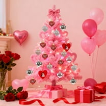 24pcs Valentine Heart-Shaped Ball Decoration Set, Romantic Holiday Pendant Ornaments for Home & Party, Perfect Valentine Gift to Create Sweet Atmosphere, Multicolor