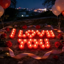 24pcs Valentine’s Day Heart LED Candle Lights - Flashing Decorative Lights for Proposal, Birthday & Party, Romantic Battery-Powered Heart Candles, Safe Flameless Home Decor, Red