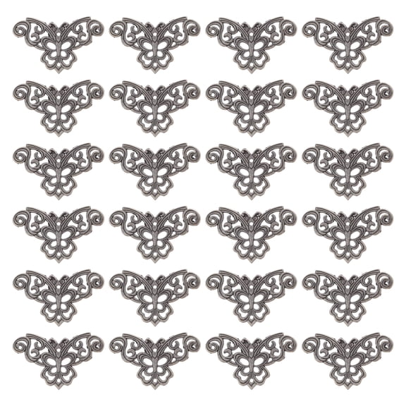 DEEPCRAFF 24-Pack Dark Brown Metal Butterfly Corner Protectors for Vintage Picture Frames, Cabinets, and Furniture Edges