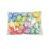 24pcs Vintage Easter Tree Ornaments - Paper Mache Foam Egg Hanging Decorations for Spring Easter Basket DIY Crafts Home Party, Bright Colors