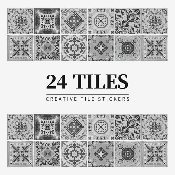 24pcs Waterproof Vintage Wall Tile Self-adhesive Stickers Moroccan Mosaic Decors