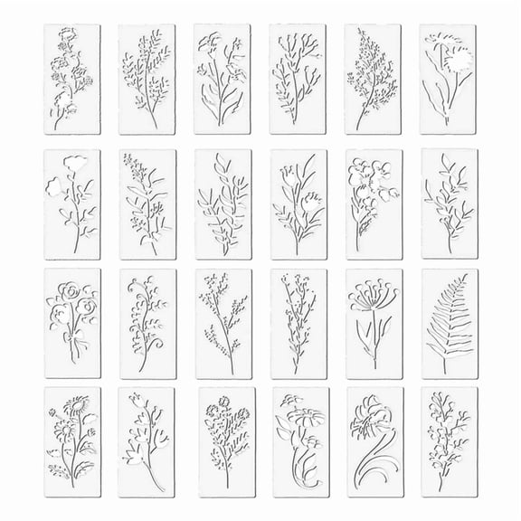 24pcs Wildflower Painting Templates, Floral Leaves Crafts Leaf Templates, Art Wood Wall Door Canvas Home Decor