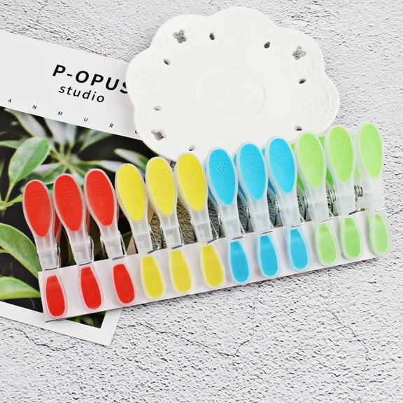 24pcs Windproof Plastic Clothespins Laundry Clips Anti- for Household Clothes Socks Blanket Underwear, 12pcs per Set, No Rope