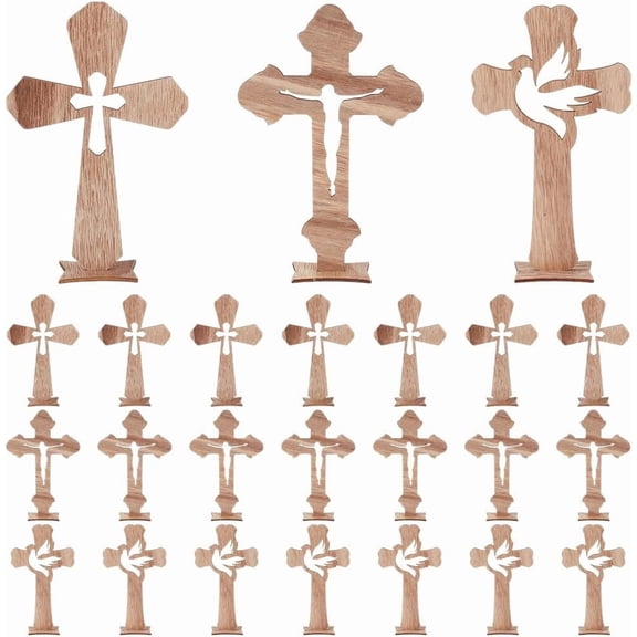 24pcs Wooden Baptism Centerpieces for Tables Rustic Wood with Base Decoration for Crafts Weddings First Communion Home Church Gifts Camel Handmade