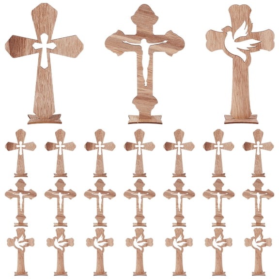 24pcs Wooden Baptism Centerpieces for Tables Rustic Wood with Base Decoration for Crafts Weddings First Communion Home Church Gifts Camel