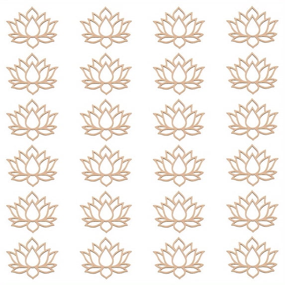 24pcs Wooden Basket Bottoms Crochet Basket Base for Knitting Supplies Lotus Pattern 8.5x10x0.3cm