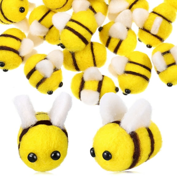 24pcs Wool Felt Bees Craft Balls Mini Bee Decorations for DIY Crafts