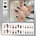 thumbnail image 1 of 24pcs/box Fake Nails Press on Reusable with Designs Set French Artificial Aurora Diamond False Tipsy Stick-on Nails Tips Art, 1 of 59