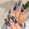thumbnail image 1 of 24pcs/box False Nails With Design French White Black Full Cover Acrylic Press On Fake Nails Sets With Glue Long Artifical Nails, 1 of 6