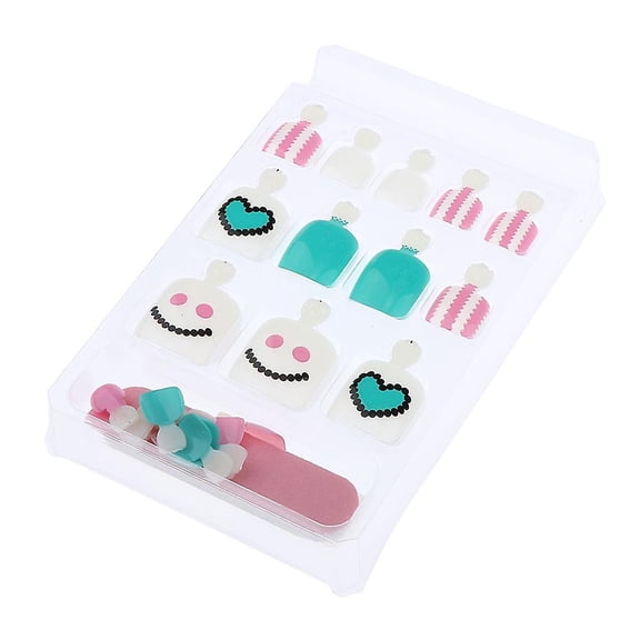 24pcs/set False Toe Nails French Full Toenails Feet Nail Art Fake Decoration U90089