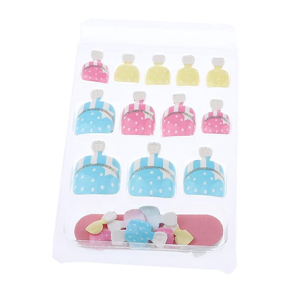 24pcs/set False Toe Nails French Full Toenails Feet Nail Art Fake Decoration U90089