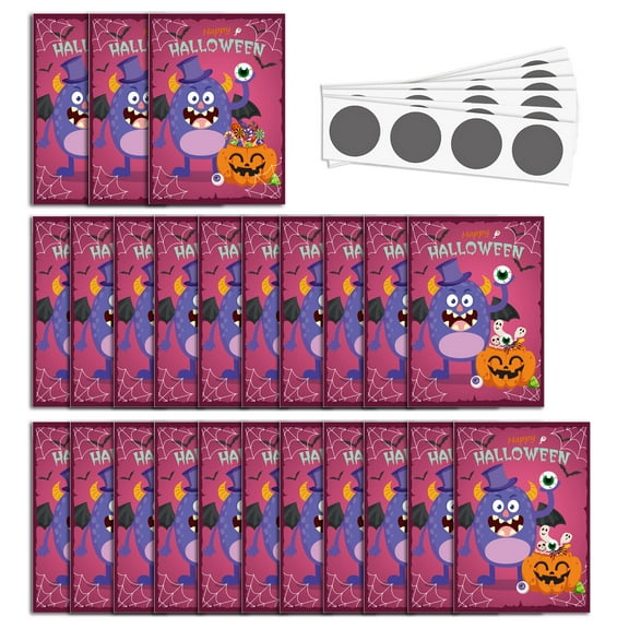 24pcs/set Halloween Festive Scratch Tickets Exciting Game Uncover Surprises at Your Party