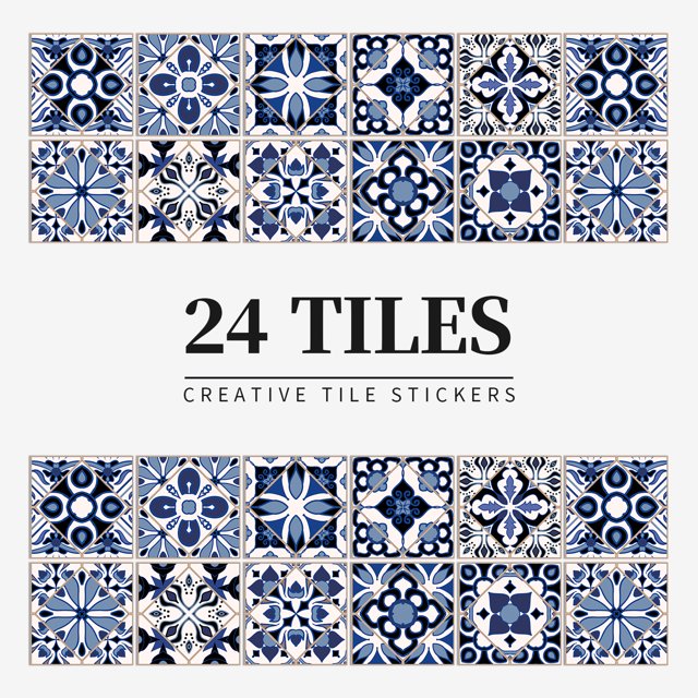 24pcs/set Light Color Tiles Sticker Wall Stickers Kitchen Bathroom Home