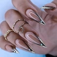 thumbnail image 1 of 24pcs/set Long Stiletto Fake Nails Punk Snake Pattern Black White Matte False Nails Artificial Full Nail Tips Manicure Tools, 1 of 6
