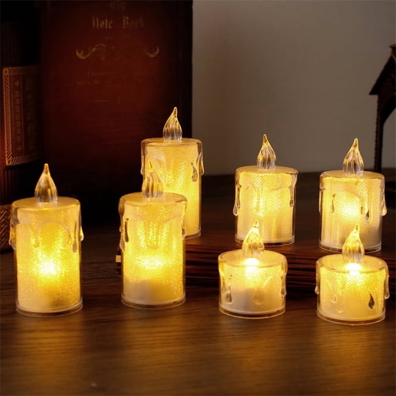 24pcsLED Flameless candle LED gap column candle with no base, perfect for family gatherings candlelight dinner Valentine's Day wedding birthday bedroom decoration Halloween gifts