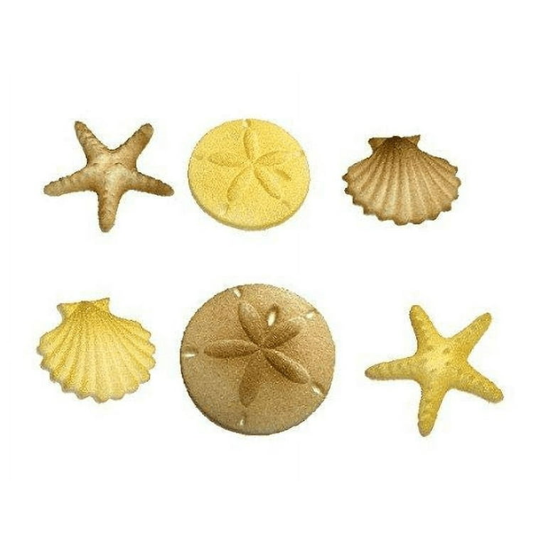 24pk Beach Sea Shell Star Fish Comber (Golden SandStorm) Cake Cupcake Sugar  Decoration Toppers 