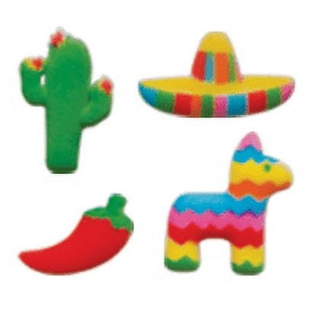 24pk Celebracion 1" - 1 1/5" Edible Sugar Decoration Toppers for Cakes Cupcakes Cake Pops w. Edible Sparkle Flakes & Decorating Stickers