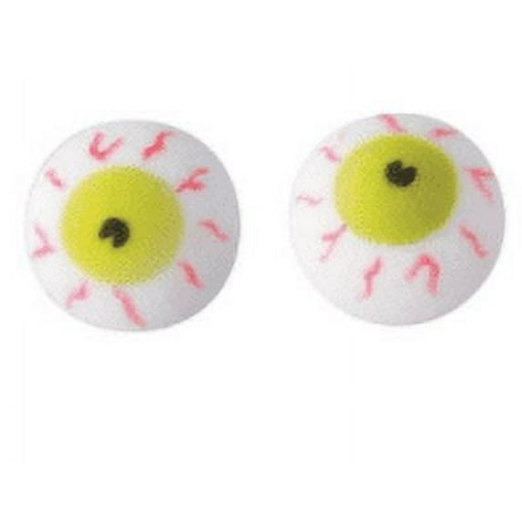 24pk Edible Scary Eyeballs 1" Edible Sugar Decoration Toppers for Cakes Cupcakes Cake Pops w. Edible Sparkle Flakes & Decorating Stickers
