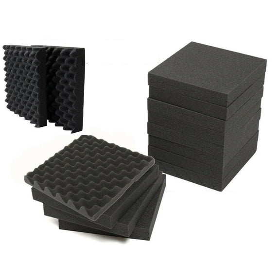 24pk Egg Crate Black Premium Acoustic Foam Tile Padding Sound Proof 12"x12"x1.5"