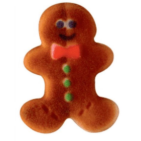 24pk Gingerbread Man 1 1/2" Edible Sugar Decoration Toppers for Cakes Cupcakes Cake Pops w. Edible Sparkle Flakes & Decorating Stickers