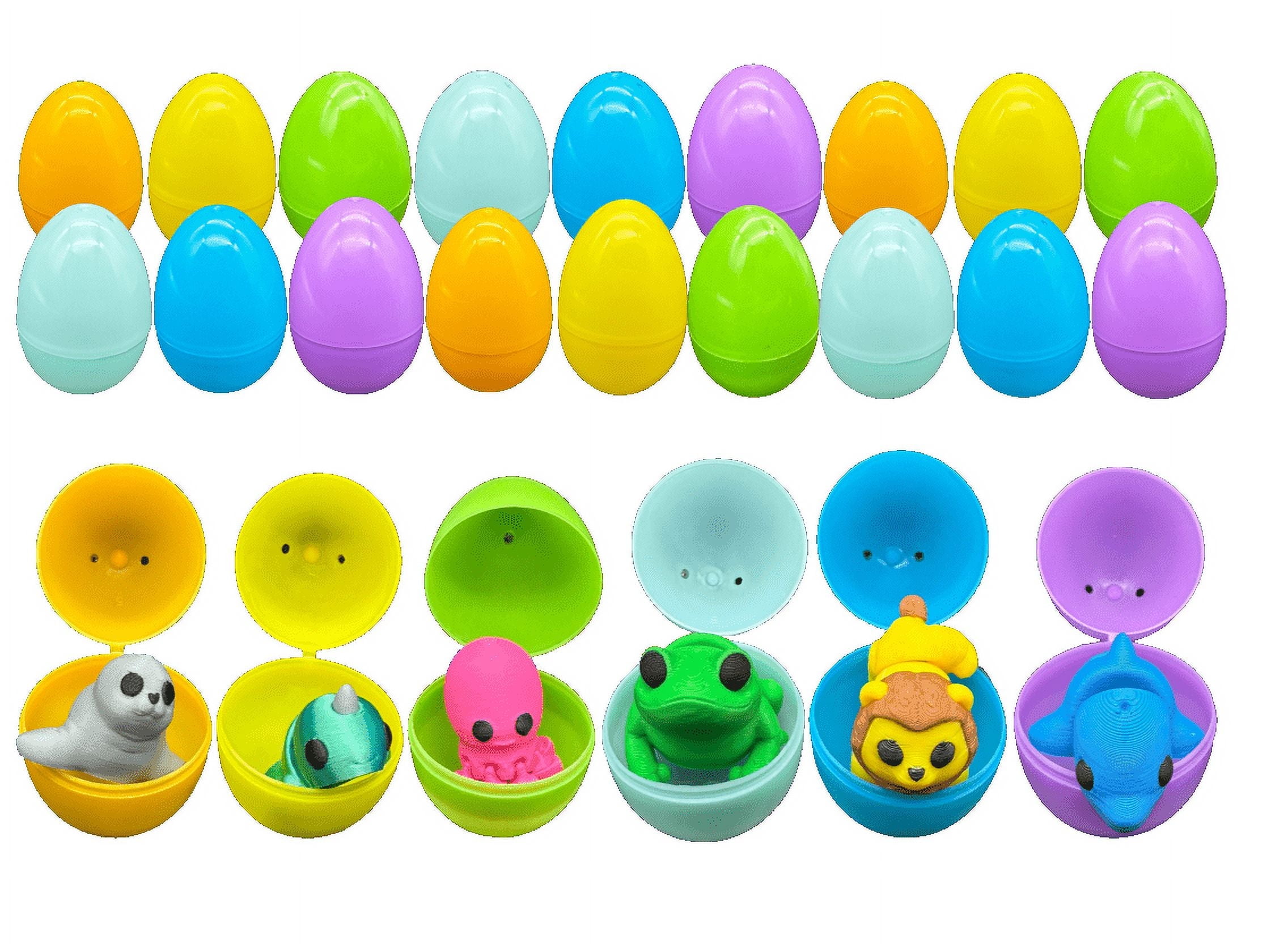 24pk Pre-Filled Easter Eggs with 3D Printed Articulated Mini Animals | Over 80 Unique Animals!| Ultimate Easter Egg Hunt Surprise | Easter Basket Stuffers