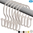 thumbnail image 1 of 24pk Shower Curtain Hooks Rings, Rustproof Metal Balanced Glide Shower Hook, Double Hooks for Bathroom Shower Rod Curtain, Polished Nickel Finish, 1 of 7
