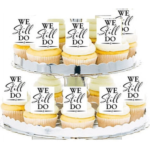 24pk We still Do Edible Cupcake Decoration Topper Picks -Black