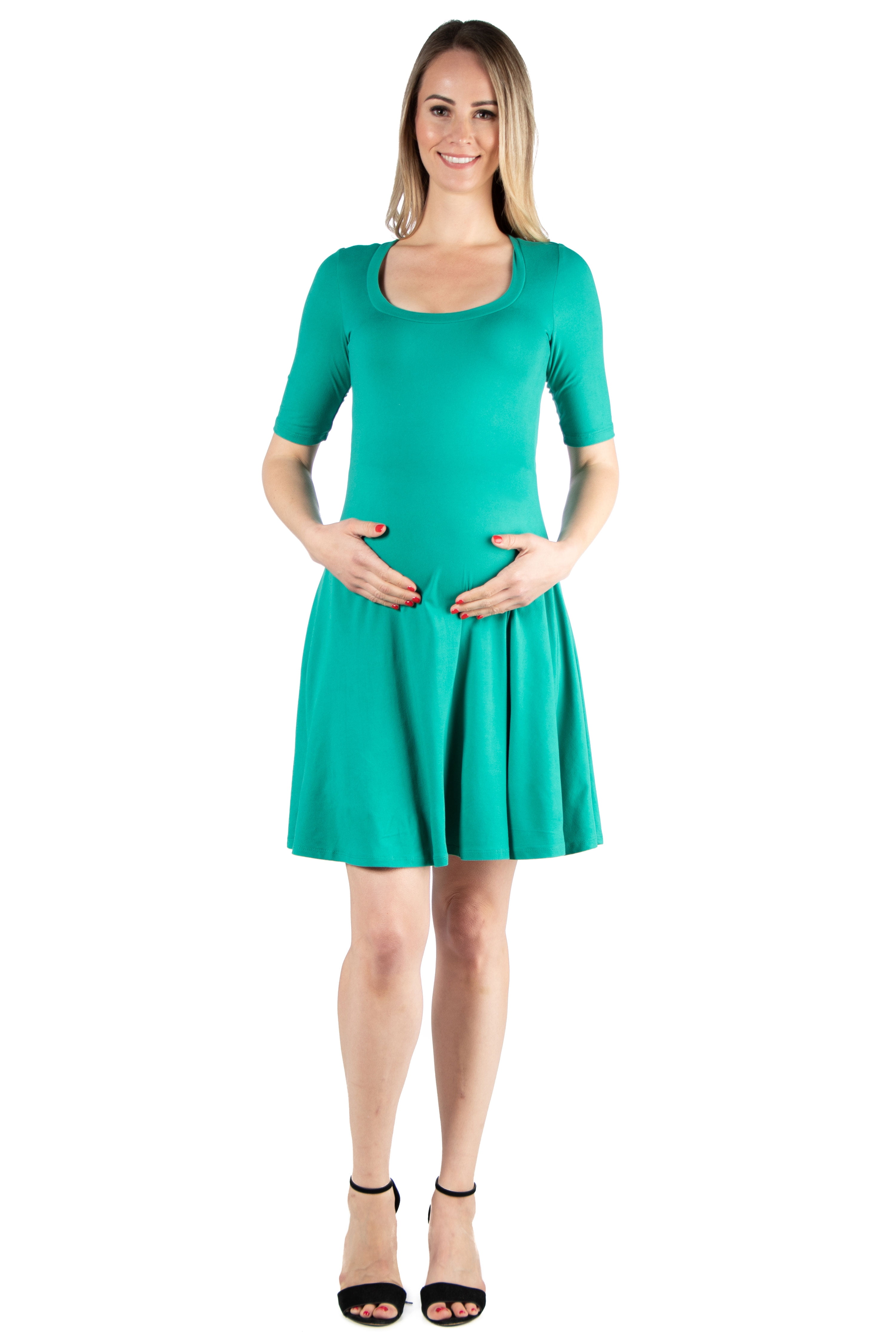 24seven Comfort Appare Elbow Sleeve Maternity Knee Length Dress