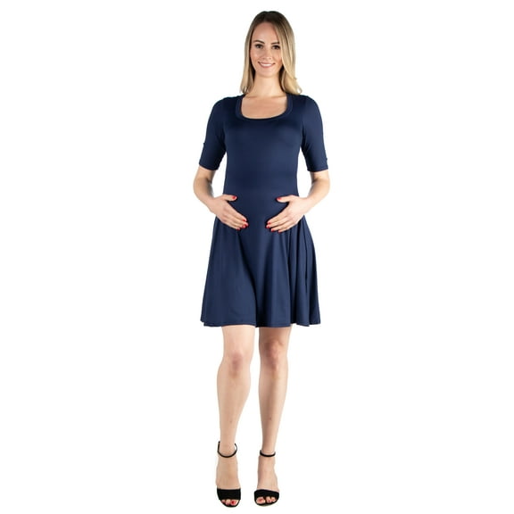 24seven Comfort Appare Elbow Sleeve Maternity Knee Length Dress