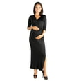 thumbnail image 1 of 24seven Comfort Appare Fitted V-Neck Side Slit Maternity Maxi Dress, 1 of 4