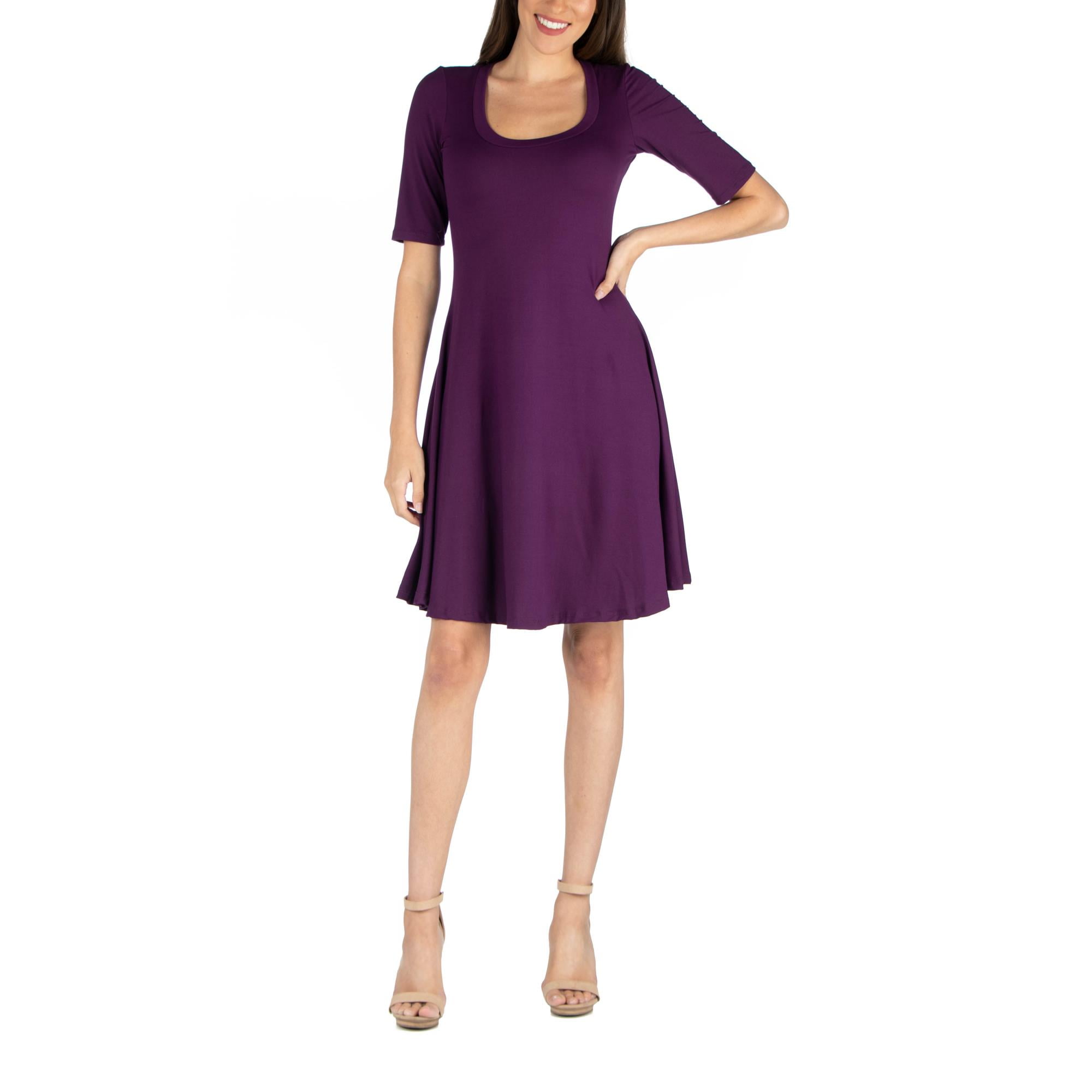 Women's 24seven Comfort Apparel Knee Length A-Line Dress