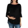 thumbnail image 1 of 24seven Comfort Apparel Bell Sleeve Loose Fit Maternity Tunic Top, 1 of 3