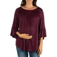 thumbnail image 1 of 24seven Comfort Apparel Bell Sleeve Loose Fit Maternity Tunic Top, 1 of 3