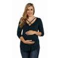 thumbnail image 1 of 24seven Comfort Apparel Criss Cross Round Hemline Maternity Tunic Top, 1 of 4