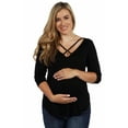 thumbnail image 1 of 24seven Comfort Apparel Criss Cross Round Hemline Maternity Tunic Top, 1 of 4