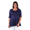 thumbnail image 1 of 24seven Comfort Apparel Elbow Sleeve Plus Size Tunic Top For Women, 1 of 4