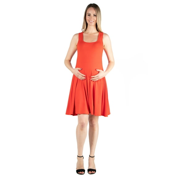 24seven Comfort Apparel Fit and Flare Knee Length Maternity Tank Dress