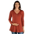 thumbnail image 1 of 24seven Comfort Apparel Flared Long Sleeve Henley Maternity Top, 1 of 4