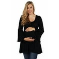 thumbnail image 1 of 24seven Comfort Apparel Long Bell Sleeve Flared Maternity Tunic Top, 1 of 4
