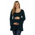 thumbnail image 1 of 24seven Comfort Apparel Long Bell Sleeve Flared Maternity Tunic Top, 1 of 4