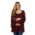 thumbnail image 1 of 24seven Comfort Apparel Long Bell Sleeve Flared Maternity Tunic Top, 1 of 4