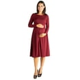 thumbnail image 1 of 24seven Comfort Apparel Long Sleeve Fit and Flare Maternity Midi Dress, 1 of 4