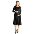 thumbnail image 1 of 24seven Comfort Apparel Long Sleeve Fit and Flare Maternity Midi Dress, 1 of 4