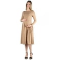 thumbnail image 1 of 24seven Comfort Apparel Long Sleeve Fit and Flare Maternity Midi Dress, 1 of 4