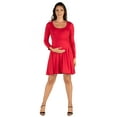 thumbnail image 1 of 24seven Comfort Apparel Long Sleeve Flared Maternity Mini Dress, 1 of 4