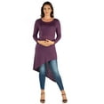 thumbnail image 1 of 24seven Comfort Apparel Long Sleeve Knee Length Asymmetrical Maternity Tunic Top, 1 of 4
