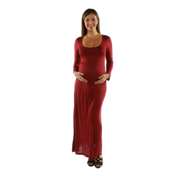 24seven Comfort Apparel Long Sleeve Maternity Maxi Dress