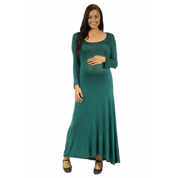 24seven Comfort Apparel Long Sleeve Maternity Maxi Dress